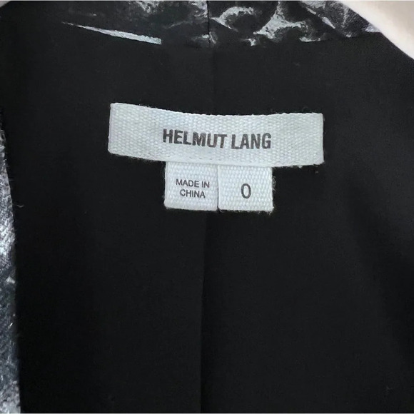 Helmut Lang Women's Strata Linen Blend Black White Animal Print Blazer Coat 0 - Picture 6 of 7